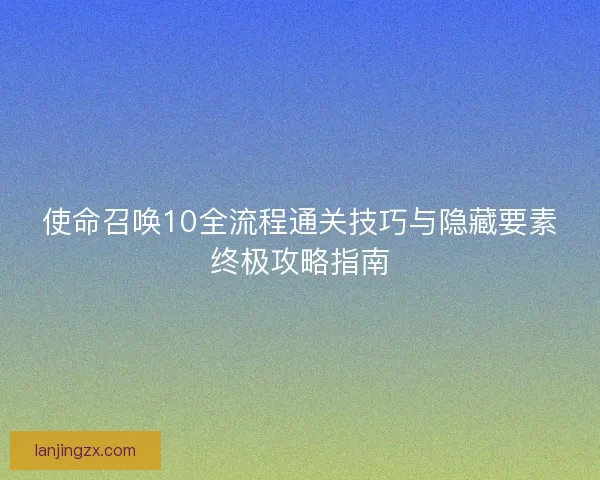 使命召唤10全流程通关技巧与隐藏要素终极攻略指南